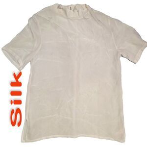Women's 100% Silk Size XL Short Sleeve Top Shirt SDK403